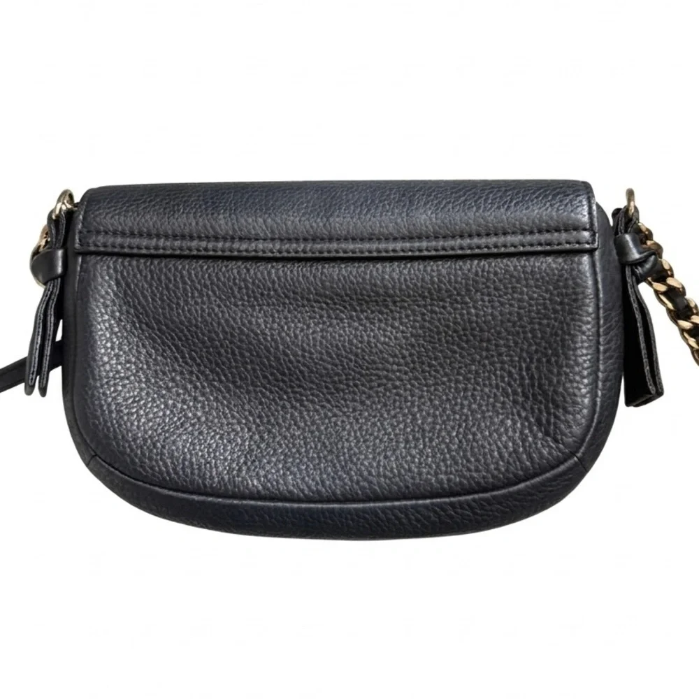 Tory Burch Harper Black Leather Crossbody Saddle Bag